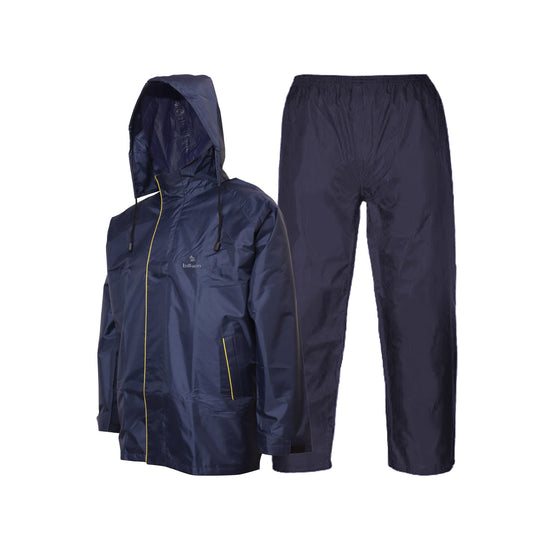 Waterproof jacket for men with waterproof pant in navy blue color