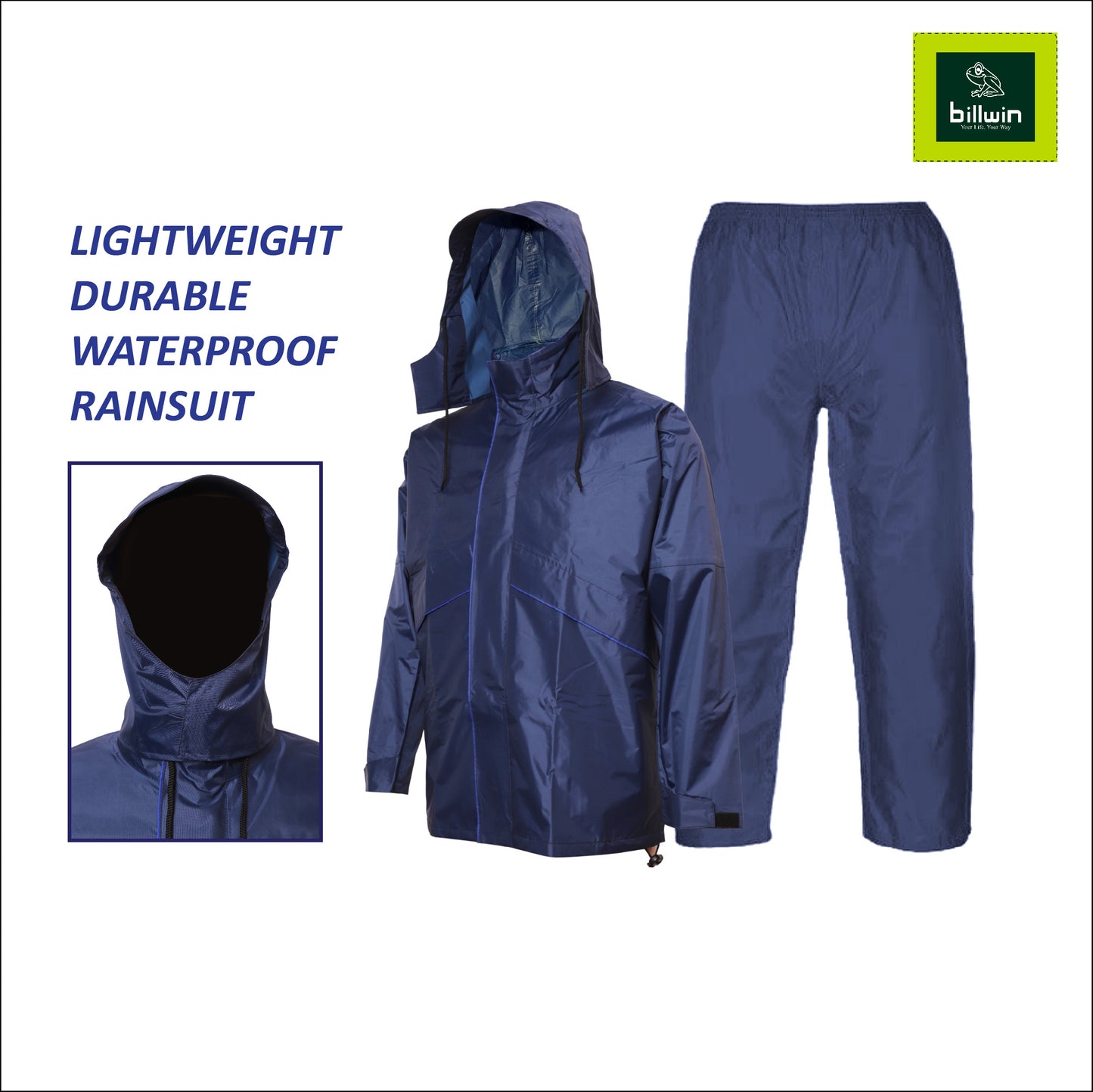 Billwin men’s waterproof polyester rainsuit - Diplomat Super Blue